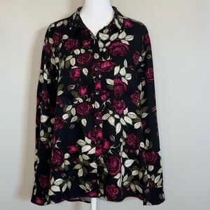 Rock & Republic Romantic Roses Button Down Shirt Size  XL